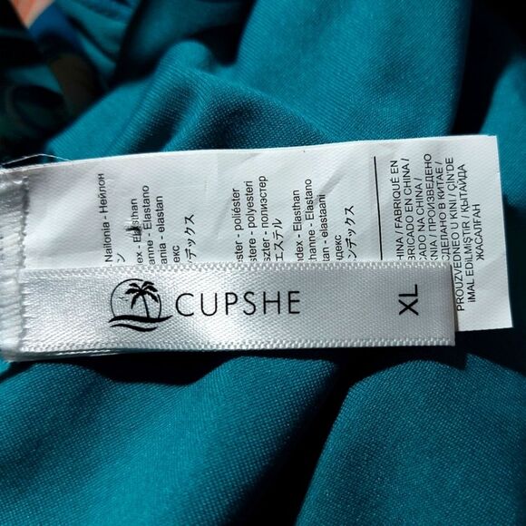 NWOT Cupshe Women's Sunny Flower Ruffled Lace-Back 1-Piece Swimsuit Teal Size XL - Picture 10 of 14